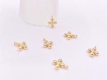 Load image into Gallery viewer, Tiny Gold Bubble Cross Charms Pendants in 18K Gold Plated Copper 15 pcs