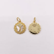 Cargar imagen en el visor de la galería, 15mm Cute Shell Coin Butterfly Charm in Real Gold Plated 18K Micro CZ Pave Over Copper
