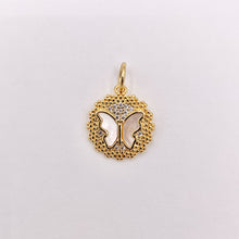 Cargar imagen en el visor de la galería, 15mm Cute Shell Coin Butterfly Charm in Real Gold Plated 18K Micro CZ Pave Over Copper