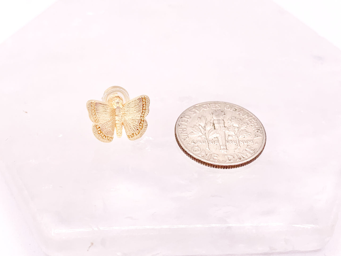 Simple Butterfly Earrings Studs in 18K Gold Plated Copper 5 pairs