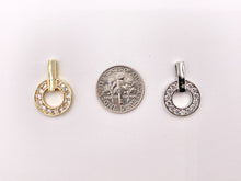 Load image into Gallery viewer, Circle Link Pendants in 18K Gold Plated Cubic Zirconia Pave Rhinestone Pendant Charm Over Copper 10pcs