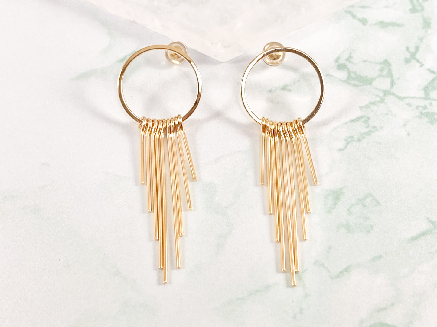 Pendientes Borlas Círculo Simple en Cobre bañado en Oro o Plata de 18K 3 pares