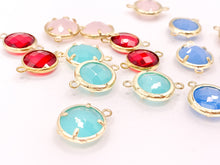 Load image into Gallery viewer, Crystal Circle Coin Bezel Gold Trim Connector Findings 4 pcs