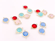 Load image into Gallery viewer, Crystal Circle Coin Bezel Gold Trim Connector Findings 4 pcs