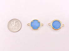 Load image into Gallery viewer, Crystal Circle Coin Bezel Gold Trim Connector Findings 4 pcs
