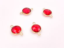 Load image into Gallery viewer, Crystal Circle Coin Bezel Gold Trim Connector Findings 4 pcs
