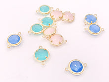 Load image into Gallery viewer, Crystal Circle Coin Bezel Gold Trim Connector Findings 4 pcs