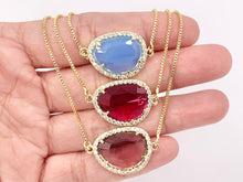 Load image into Gallery viewer, Crystal Oval Rhinestone Bezel Gold Trim Connector Findings 2 pcs