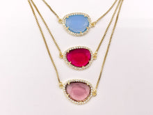 Load image into Gallery viewer, Crystal Oval Rhinestone Bezel Gold Trim Connector Findings 2 pcs