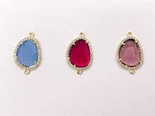Load image into Gallery viewer, Crystal Oval Rhinestone Bezel Gold Trim Connector Findings 2 pcs