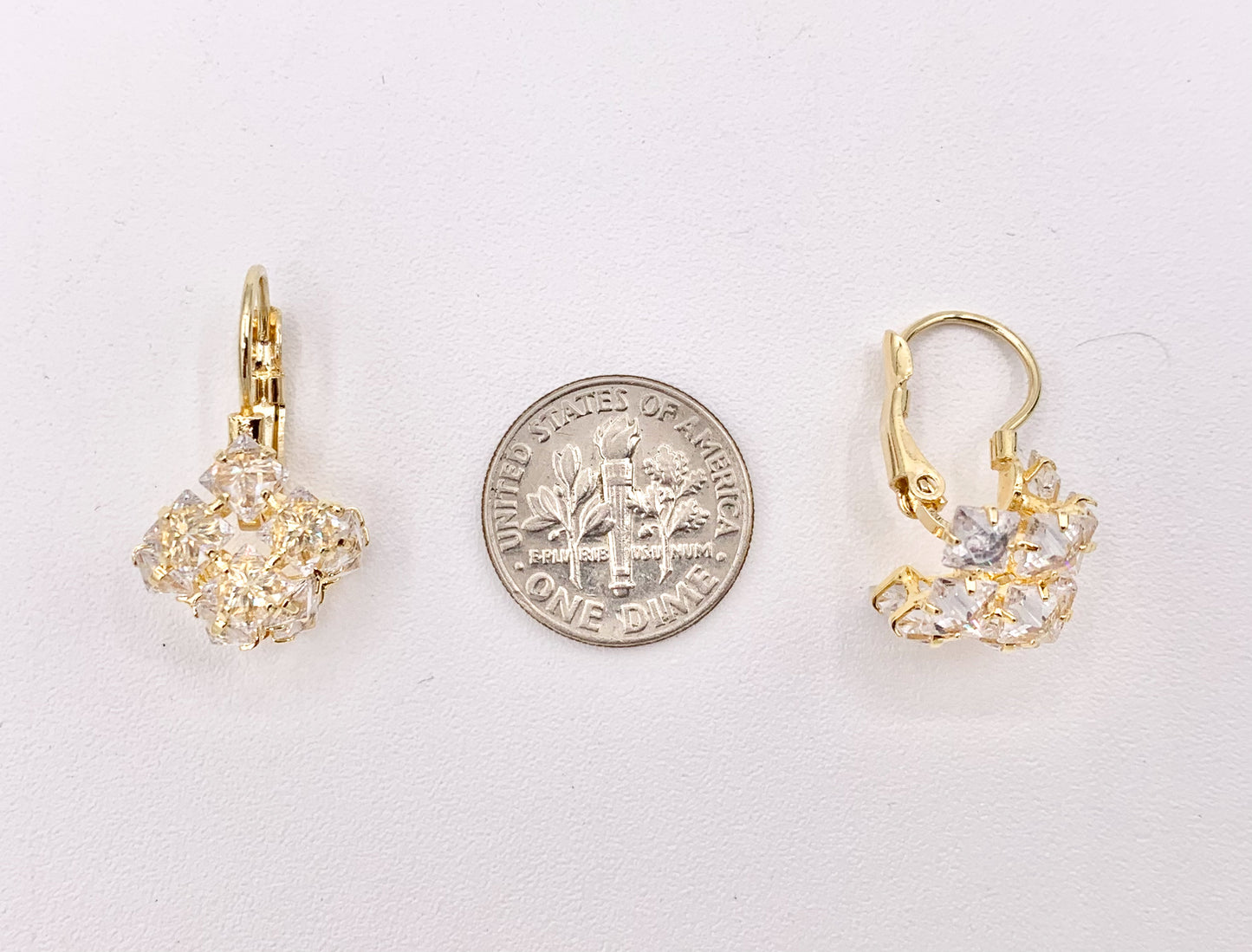 3D Cube Square Rhinestone Lever Back Earrings in 18K Gold/Silver plated Copper 3 pairs