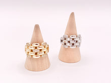 Cargar imagen en el visor de la galería, Anillo ajustable trenzado con pavé de circonita chapado en oro o platino de 18 quilates, 4 piezas