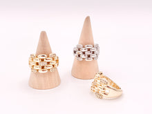 Cargar imagen en el visor de la galería, Anillo ajustable trenzado con pavé de circonita chapado en oro o platino de 18 quilates, 4 piezas