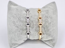 Load image into Gallery viewer, Dainty CZ Pave Fancy Rhinestone Baguette Circle Link Vintage Style Bracelet Cuffs Real Gold/Platinum 18K Plated Copper 1 pc