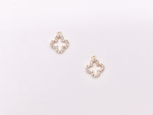 Load image into Gallery viewer, Real Gold 18K Plated Micro CZ Flower Quatrefoil Clover Pave Charms Over Brass 10pcs