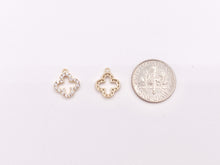 Load image into Gallery viewer, Real Gold 18K Plated Micro CZ Flower Quatrefoil Clover Pave Charms Over Brass 10pcs