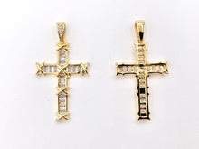 Cargar imagen en el visor de la galería, High Quality Cross Pendants in Real Gold/Platinum 18K Plated Micro CZ Baguette Pave Cross Pendant Over Copper 4 pcs