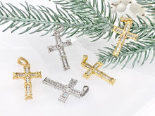 Cargar imagen en el visor de la galería, High Quality Cross Pendants in Real Gold/Platinum 18K Plated Micro CZ Baguette Pave Cross Pendant Over Copper 4 pcs