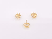 Load image into Gallery viewer, 18K Gold Crowns with CZ Diamond Pave Charms Over Brass 8 pcs