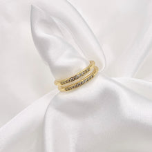 Cargar imagen en el visor de la galería, Simple Cubic Zirconia Double Band Ring in 18K Gold Plated Adjustable Ring 6pcs