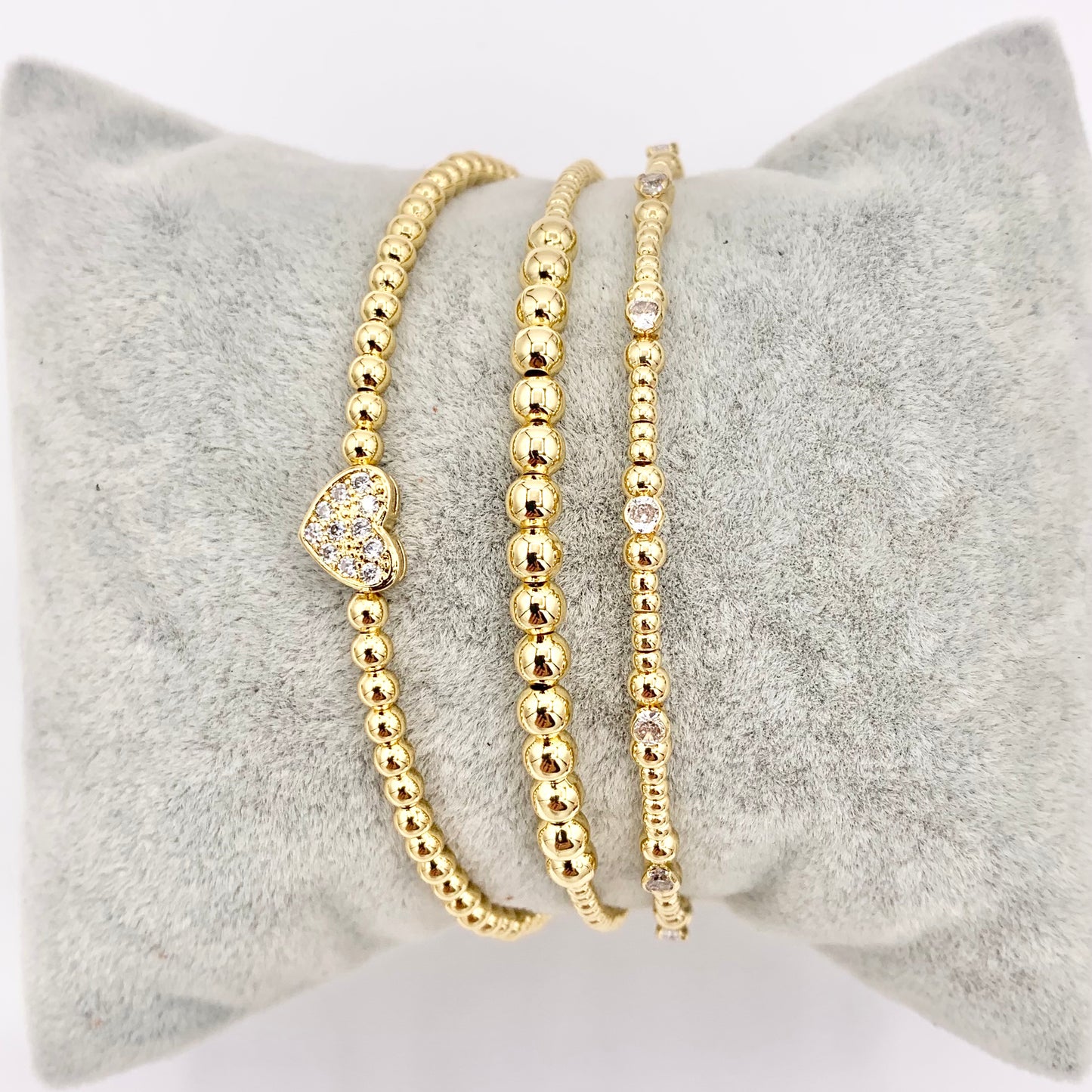 Dainty Stretch Flexible Beaded Rhinestone Bracelet Cuffs in Real Gold 18K Plated Copper 1 pcs