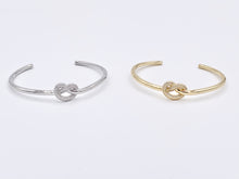 Load image into Gallery viewer, Knot Simple Minimal CZ Pave Knot Rhinestone Bracelet Cuffs in Real Gold/Platinum 18K Plated Copper 1 pc