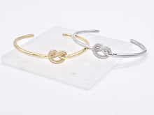 Load image into Gallery viewer, Knot Simple Minimal CZ Pave Knot Rhinestone Bracelet Cuffs in Real Gold/Platinum 18K Plated Copper 1 pc