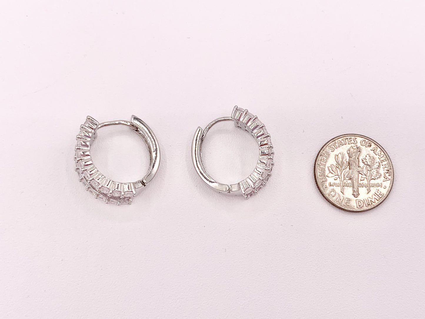 Striking Rhinestone Cubic Zirconia Pave Huggie Earrings in 18K gold or Silver Plated Copper 3 pairs