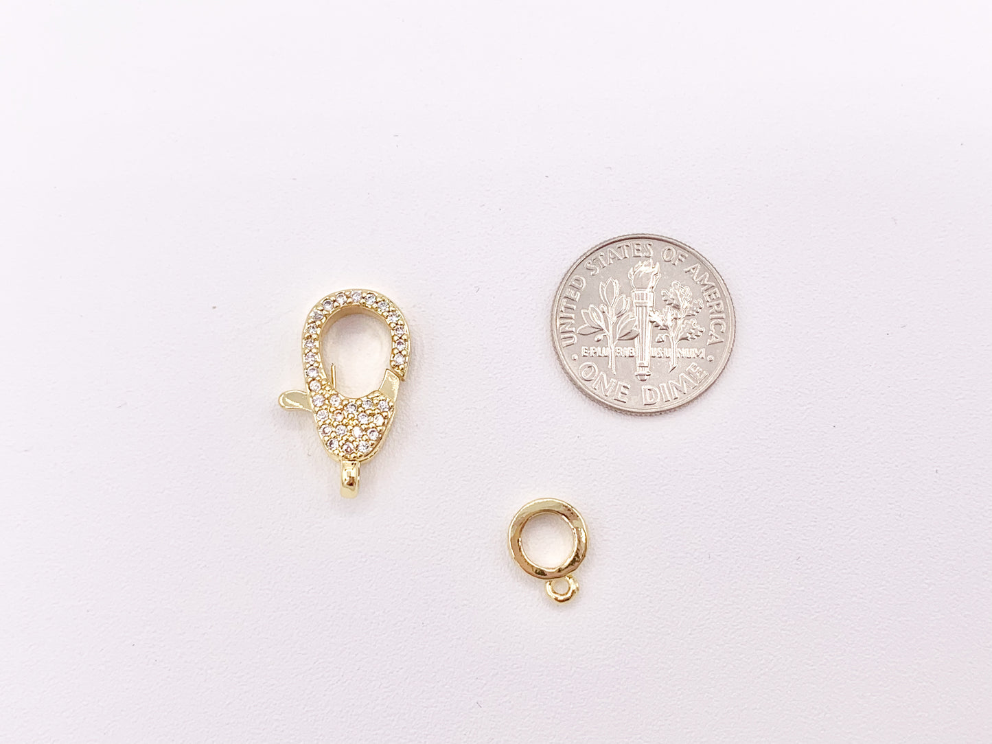 Real Gold/Platinum Plated All Over CZ Pave Luxury Lobster Clasps Over Brass