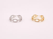 Load image into Gallery viewer, Dazzling Oval CZ Pave Link Rings in 18K Gold or Silver Plated Copper 4 pcs