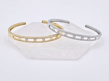 Load image into Gallery viewer, Double Layer CZ Pave Geometric Rhinestone Style Bracelet Cuffs Real Gold/Platinum 18K Plated Copper 1 pc