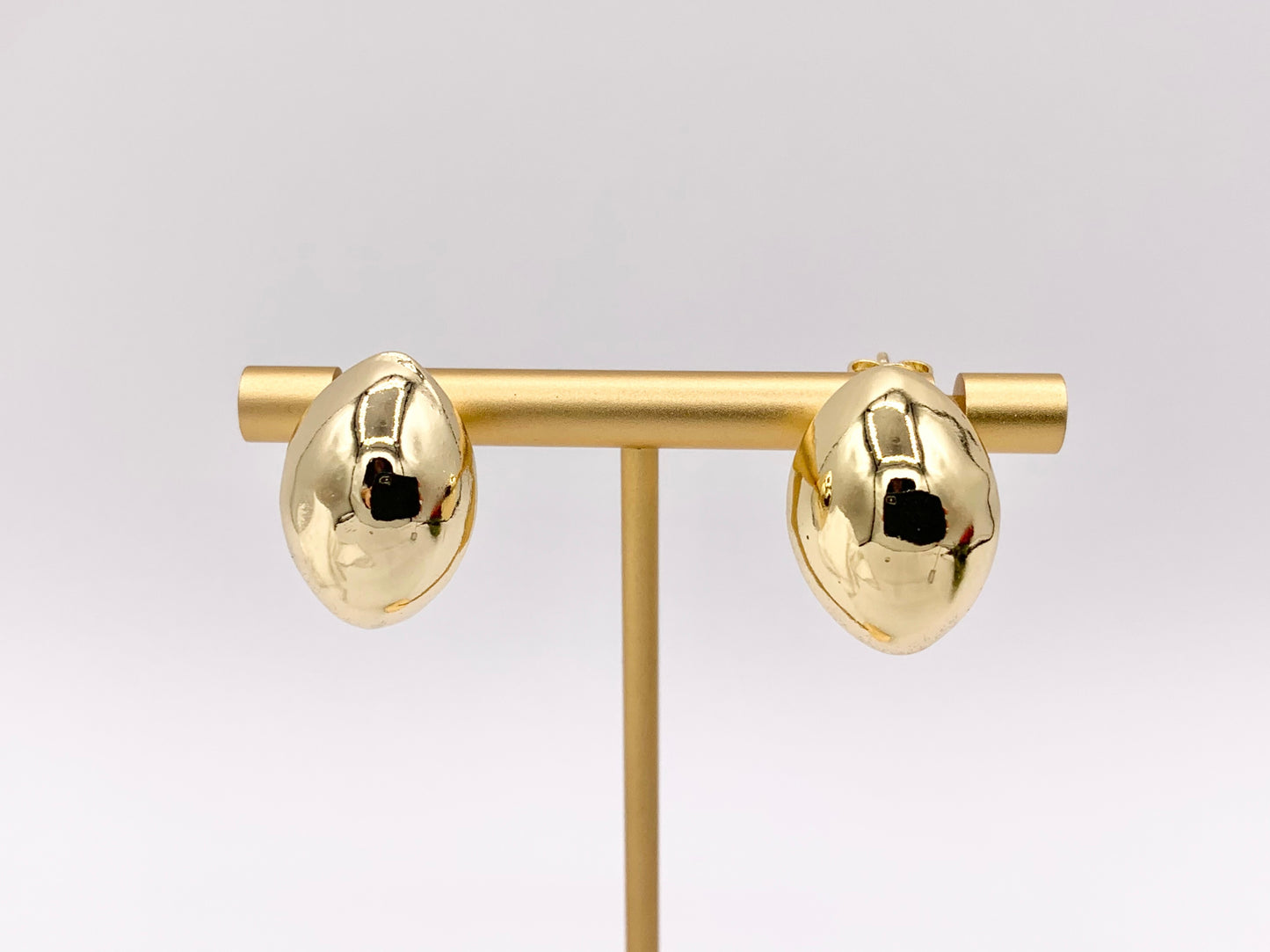 Lightweight Oval Puffy Earrings in 18K Gold or Silver Plated Copper 3 pairs