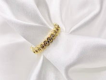Load image into Gallery viewer, Dainty Gold Eye Oval Link Shape Stackable Rings Gold 18K Plated Copper CZ Pave Adjustable Ring 5 pcs
