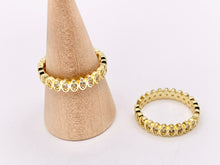 Load image into Gallery viewer, Dainty Gold Eye Oval Link Shape Stackable Rings Gold 18K Plated Copper CZ Pave Adjustable Ring 5 pcs