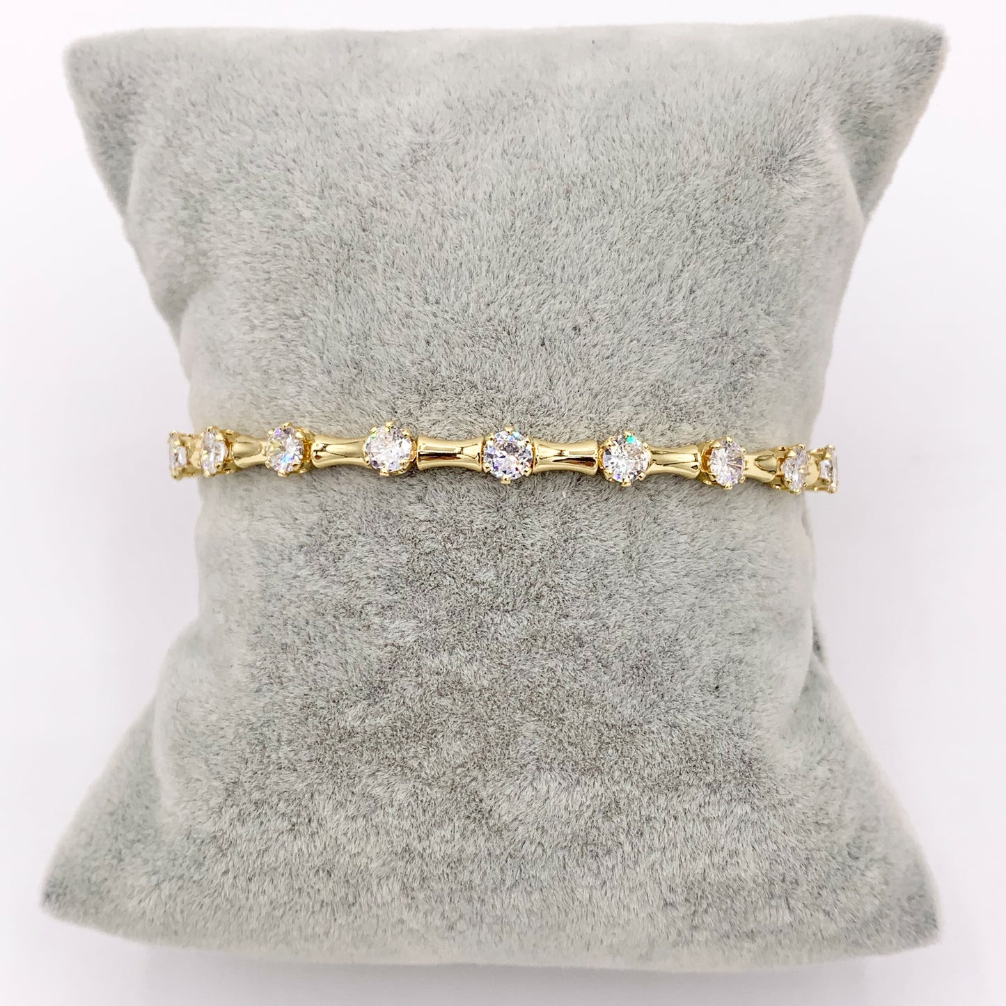 Gold flexible bangle Easy slip-on fit CZ Pave Rhinestone Bracelet in Real Gold 18K Plated Copper 4 pcs