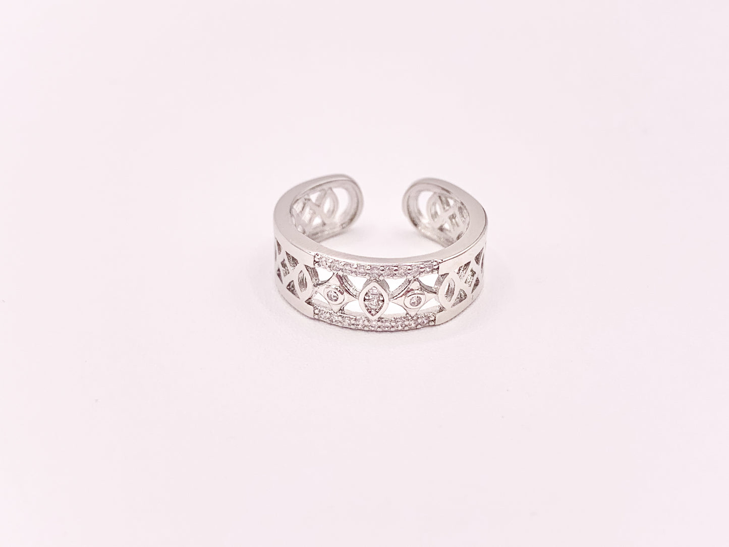 Stylish Geometric Vintage Thick Ring Band in CZ Pave 18K Gold or Silver Plated Copper 4 pcs