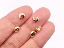Load image into Gallery viewer, 18K Gold Plated 5mm Crimp Bead Covers Component for Jewelry 100 pcs