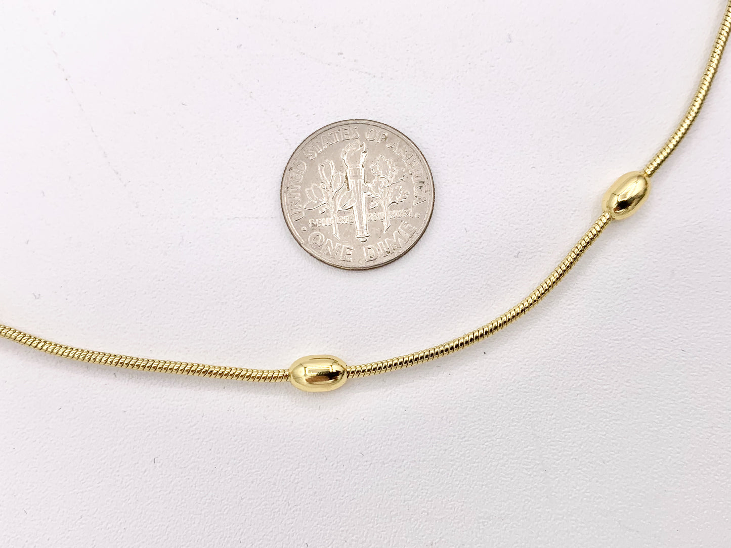 18K Gold Plated Copper Rice Nugget Oval Snake Link Chain Finished Necklace 3 pcs