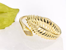 Load image into Gallery viewer, Beautiful Leaf Hinge Bracelets in Real 18K Gold Plated Copper CZ Pave Bypass Sling Open Hinge Bracelet Cuffs/Bangle 1 pc