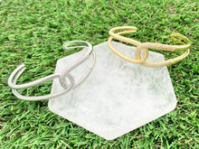 Load image into Gallery viewer, Beautiful Eternity Interlock Double Layer Bracelet Cuffs in CZ Pave Rhinestones 18K Gold or Silver Plated Copper 1 pc