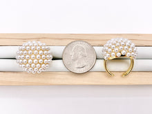 Load image into Gallery viewer, Large Pearl Cluster Statement Ring in 18K Gold Plated Copper 4 pcs