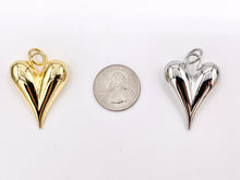 Load image into Gallery viewer, Large Puffy Heart Pendant Charms in 18K Gold or Silver Plated Copper 5 pcs