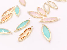 Load image into Gallery viewer, Crystal Marquis Bezel Gold Trim Connector Findings 4 pcs