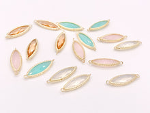 Load image into Gallery viewer, Crystal Marquis Bezel Gold Trim Connector Findings 4 pcs