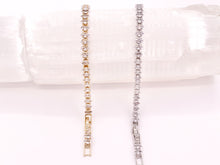 Cargar imagen en el visor de la galería, Delicada pulsera ajustable de tenis con cadena de copa de diamantes de imitación de tenis de lujo minimalista chapada en oro de 18 quilates y plata, 3 uds.
