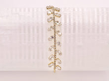 Cargar imagen en el visor de la galería, Estilo de rama de olivo con circonita cúbica pavimentada, cadena de caja con diamantes de imitación, delicadas pulseras ajustables deslizantes en cobre chapado en oro de 18 quilates, 3 piezas