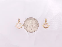 Load image into Gallery viewer, Tiny Japanese Opal Circle Coin Charms in CZ Pave 18K Gold Plated Copper 6pcs