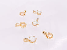 Load image into Gallery viewer, Tiny Japanese Opal Circle Coin Charms in CZ Pave 18K Gold Plated Copper 6pcs