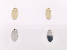 Cargar imagen en el visor de la galería, Dijes de etiquetas ovaladas DIY en blanco chapados en oro real/platino de 18 quilates sobre latón, 50 piezas