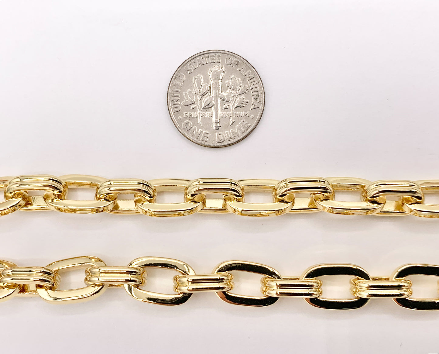 Textured Paperclip Necklace 18K Gold Plated Copper Finished Necklace 16" with 1.5" Extension Link 1pc